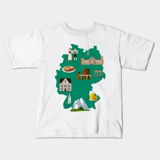 Germany Map with German Typical Kids T-Shirt